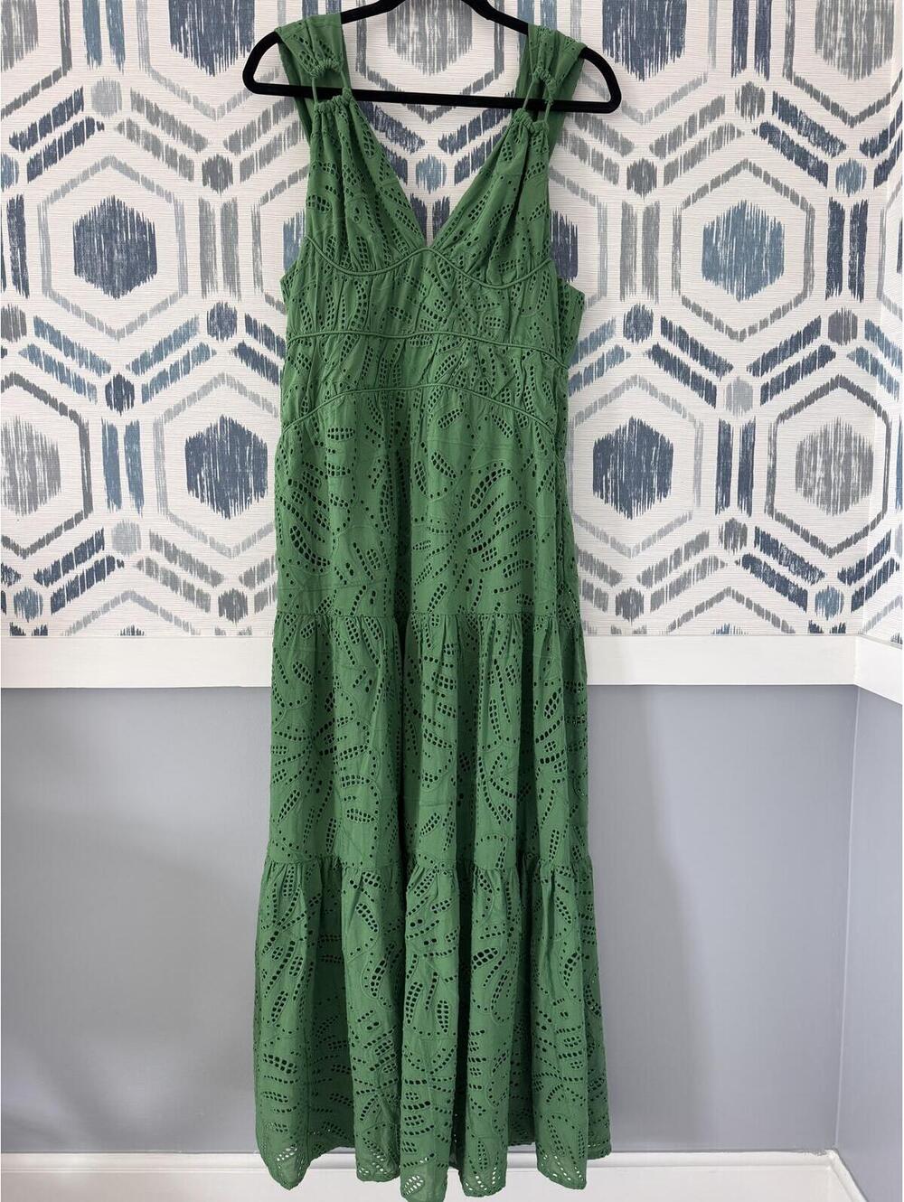 FARM Rio Green Eyelet Maxi Dress